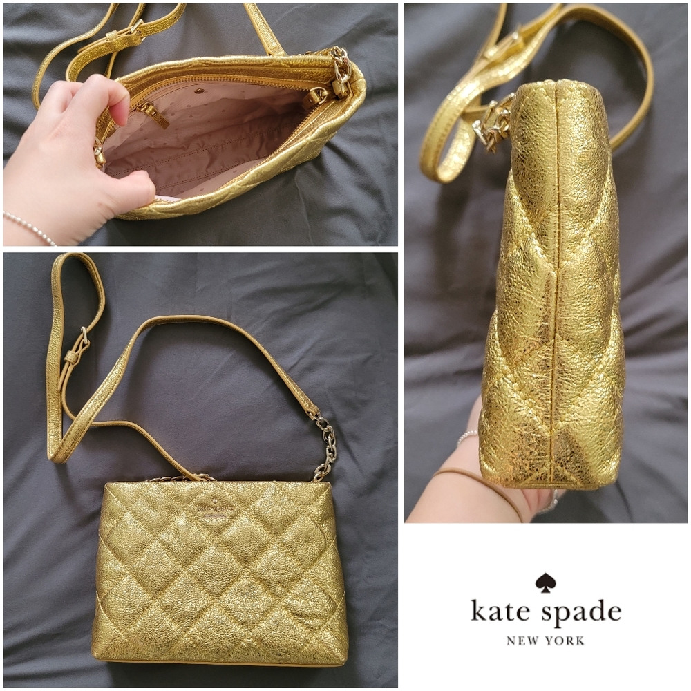 Kate Spade Emerson Quilted Crossbody Metallic Gold